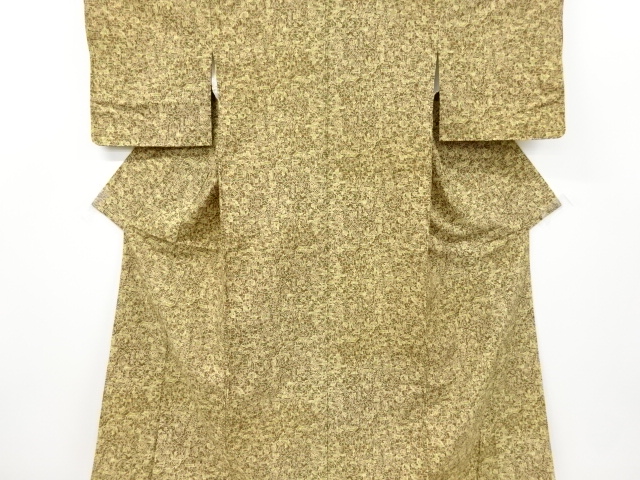 リサイクル　抽象家屋に草花・人物模様上代紬着物